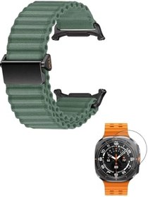 Resim Samsung Galaxy Watch Ultra İle Uyumlu Kumaş Tokalı Hasır Kordon Kayış Ve 3D Ekran Koruyucu Hediye 
