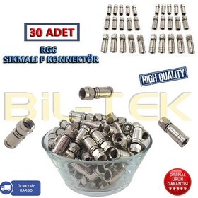 Resim Rg6 Sıkmalı F Konnektör - 30 Adet 