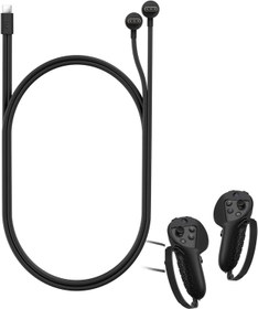 Resim UMEEUTOO Meta Quest Pro Denetleyicileri için 2'si 1 Arada Şarj Kablosu, Quest Touch Pro Silikon Kaymaz Koruma Sapları Oculus Meta Quest Pro Aksesuarları ile Uyumlu, Siyah / beyaz, Vr 