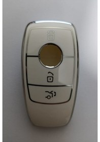 Resim Mercedes Benz 4 Buton 2017-2020 Arası Fbs4 Tip Smart Nano Anahtar Kılıfı Beyaz Gümüş Renk 