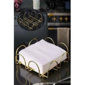 Resim Şık Dekoratif Peçetelik, Kaplamalı Paslanmaya Dayanıklı Kare Peçetelik 