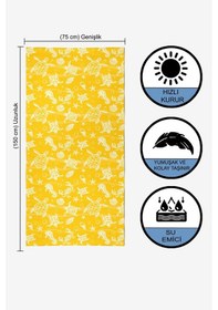 Resim Underwater Desen Dijital Baskılı 75x150 Cm Plaj Havlusu Sarı 
