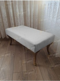 Resim Ayak Ucu Kapı Önü Antre Düz Bench Puf Orta Sehpa Gold Ayak 90 45 Beyaz 