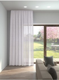 Resim Beyaz Renk Keten Görünümlü Düz Tül Perde Ütü Istemez BEYAZ 