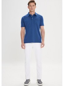 Resim AC&Co / Altınyıldız Classics Erkek Laci Comfort Fit Rahat Kesim Polo Yaka Pamuklu Kısa Kollu Tişört Lacivert 