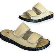 Resim Taşpınar %100 Hakiki Deri Ortopedik Erkek Yazlık Rahat Cırtlı Ayarlanabilir Terlik 40-45 Bej 