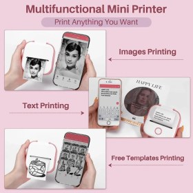 Resim Phomemo T02 Mini Yazıcı, Pembe, Sticker Yazıcısı, Öğrenciler Için Eğitim Yardımcısı 