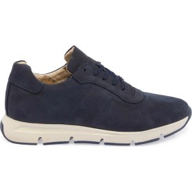 Resim Tergan Lacivert Hakiki Nubuk Deri Erkek Sneaker - E24I1AY56899-C39 