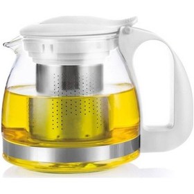 Resim Nishev Renkli Süzgeçli Cam Demlik 700 Ml - Beyaz 