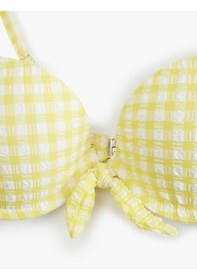 Resim Koton Fiyonklu Pötikare Desenli Push Up Bikini Üstü Sarı Ekose 5sak10240mm Sarı Ekoseli 