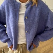 Resim Kadınlar İçin Günlük Temel Düğmeli Uzun Kollu Kazak, Sokak Stili Düz Renk Yumuşak Sweatshirt Ceket, ZD0514065 