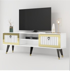Resim Sandro Tv Ünitesi Tv Sehpa Beyaz-altın 