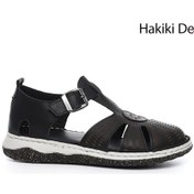 Resim Gönderi R Kömür Dolgu Topuk Hakiki Deri Sandalet Siyah 