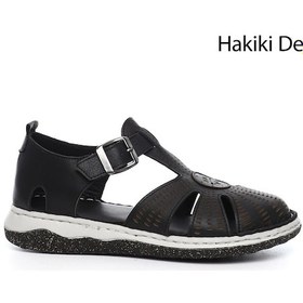 Resim Gönderi R Kömür Dolgu Topuk Hakiki Deri Sandalet Siyah 