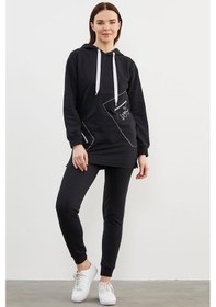 Resim Oversize Kapüşonlu Eşofman Takım - Siyah Siyah 