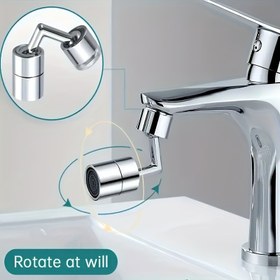 Resim 720° Dönen Musluk Spreyi Ek Parçası - Su Tasarruflu Mutfak Lavabo Havalandırıcı Aksesuarı - Ayarlanabilir Musluk Başlığı Uzatıcısı - Centerset Boho Stili - Plastik ve Dayanıklı Malzeme - 2.21-2.39cm Musluklar için Adaptör Dahil 