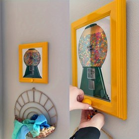 Resim Canlı Sarı Şeker Dispenser Duvar Sanatı - Renkli Gobletler ile Kare Çerçeve, Oturma Odası veya Yatak Odası Dekorasyonu için Mükemmel, Herhangi Bir Alanı Canlandırıcı Bir Dokunuşla Ekler, Şeker Dekoru 