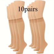 Resim 10 Çift Kadınlar İçin Şeffaf Diz Üstü Değer Seti, Yazlık Ultra İnce Mid-Calf Çoraplar 
