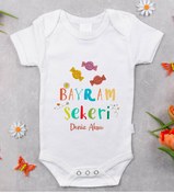 Resim Bitmeyen Kartuş Bk Kids İsimli Bayram Şekeri Tasarımlı Bebek Body Zıbın - Model 1 