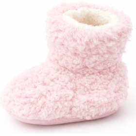 Resim Kr Kids Butik Bebek Pembe Peluş Ev Botu - Kürklü, Kaymaz Tabanlı, Sıcak Tutan Panduf 