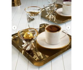 Resim Fine Living Mocha Tepsili 10 Parça 2 Kişilik Special Set- Lokumluklu -Kadehli 
