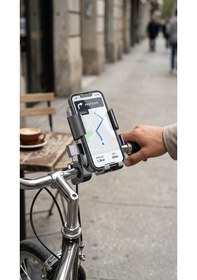 Resim Bisiklet & Scooter Titreşim Önleyici Sağlam Gidon Montajlı Telefon Tutucu Siyah 