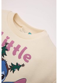 Resim DeFacto Kız Bebek Disney Lilo & Stitch Bisiklet Yaka İçi Yumuşak Tüylü Kalın Sweatshirt D6677A524WNER99 Ekru 