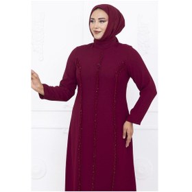 Resim Amine Hüma Tuna Abiye Elbise Bordo Bordo 