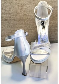 Resim Monarosa 233 Kadın Taşlı Platform Abiye Ayakkabı Gümüş Saten 