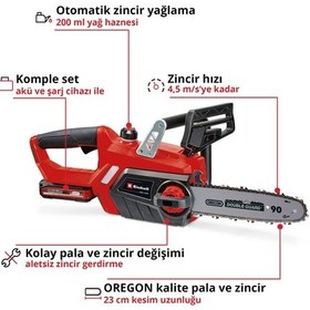 Resim Einhell GE-LC 18 Li Kit (1x3,0 Ah) Akülü Ağaç Kesme - 4501760 