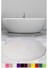 Resim Elite Krem 100x100 Cm Yuvarlak Peluş Banyo Paspası Kaymaz Taban P Krem 