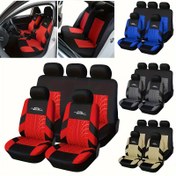 Resim 1 Set Evrensel Uygunluklu Polyester Otomobil Koltuk Kılıfları, Tam Set 5 Kişilik, Sünger Doldurulmuş Örgü Kumaş, Elle Yıkanabilir/Kuru Temizlenebilir, Çoğu Araba İçin Şık İç Koruma - Genel Motorlar Uyumlu 
