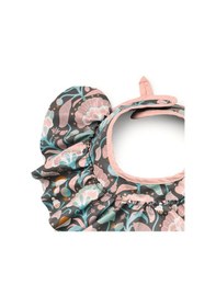 Resim Iskandinav Su Geçirmez Sirin Pembe Cicek Desenli Bebek Önlüğü Siyah 