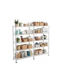 Resim Çelik Raf 5 Katlı Duble 43x120x150 Dekoratif Raf Sistemleri, Depo Rafı, Arşiv Rafı, Kiler Rafı Galvaniz 