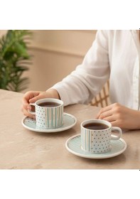 Resim Güral Porselen Mental 4 Parça Çay Fincan Takımı Yeşil 6548 