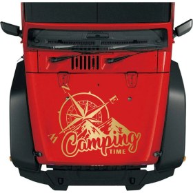 Resim Sticker Usta Camping Time Pusula Offroad 4x4 Kamp Avcı Araba Oto Karavan Sticker 02166 