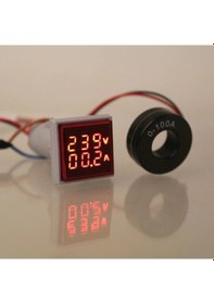 Resim 22mm Dijital Voltmetre Ampermetre Kare Ac 60- 500v 0-100a Kırmızı 