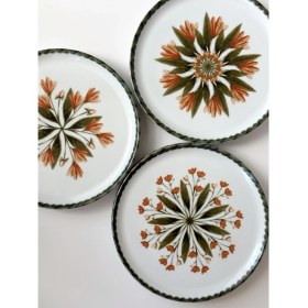 Resim Porland Rosids 20 cm Renkli Pasta Takımı 6 Kişilik 6 Parça Desenli Porselen 
