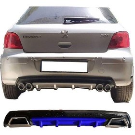 Resim Peugeot 307 Uyumlu Mavi Difüzör Çiftli Kare Egzoz Görünümlü D Tip Difizör 