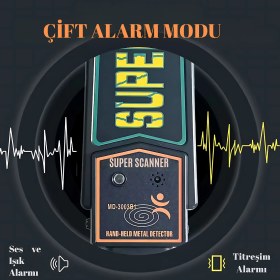 Resim Süper Scanner Yüksek Metal Obje Hassasiyetli Deri Kılıflı El Arama Dedektörüsüper Scanner Yüksek Metal Obje Hassasiyetli Deri Kılıflı El Arama Dedektörü 