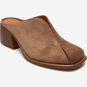 Resim Luvishoes Ardent Taba Süet Hakiki Deri Önü Kapalı Kadın Kalın Topuklu Terlik 