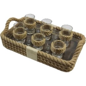 Resim Shot Bardaklı Tepsi | Krem 