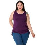 Resim Büyük Beden Kalın Askılı Yanları Tünelli Viskon Mürdüm Body-mürdüm Mürdüm 