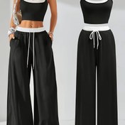 Resim Kadınlar İçin Yazlık Renk Bloklu Set: Camisole Üst + Geniş Paça Pantolon, Şık ve Rahat Tasarım, Alışveriş ve Günlük Kullanım için Trendy Stil 