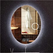 Resim Global Led Mirror 55X75 cm Makyaj Aynalı Dokunmatik Tuşlu Buğu Yapmayan Ledli Elips Banyo Aynası 