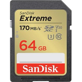 Resim SanDisk Extreme 64GB SDXC Hafıza Kartı 170MB/s UHS Hız Sınıfı U3 V30 ile Yüksek Performans 