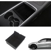 Resim Elo Tesla Model Y / Model 3 Orta Konsol Düzenleyici Üst Kaymaz Yüzey Kumaş Kaplamalı, Siyah Renk Seçeneği Iie 