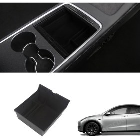 Resim Elo Tesla Model Y / Model 3 Orta Konsol Düzenleyici Üst Kaymaz Yüzey Kumaş Kaplamalı, Siyah Renk Seçeneği Iie 