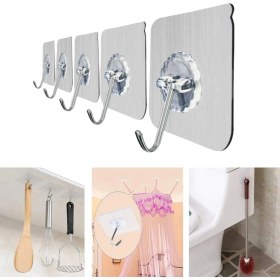Resim Real West Süper Güçlü Yapışkanlı Suya Dayanıklı Şeffaf Askı 5li Set Yeniden Kullanılabilir Kancalar 