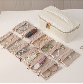 Resim Suni Deri Takı Çantası 12 Mini Cüzdanlı Takı Kutusu 